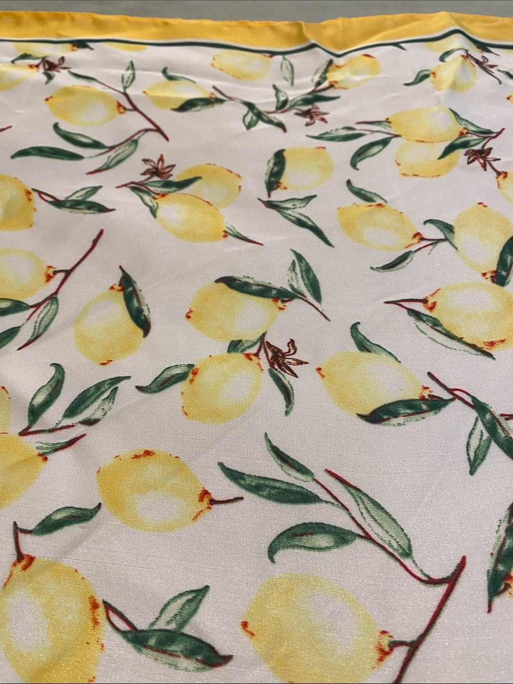 NWOT Lemon Print Square Scarf/Bandana/Bag Accessory